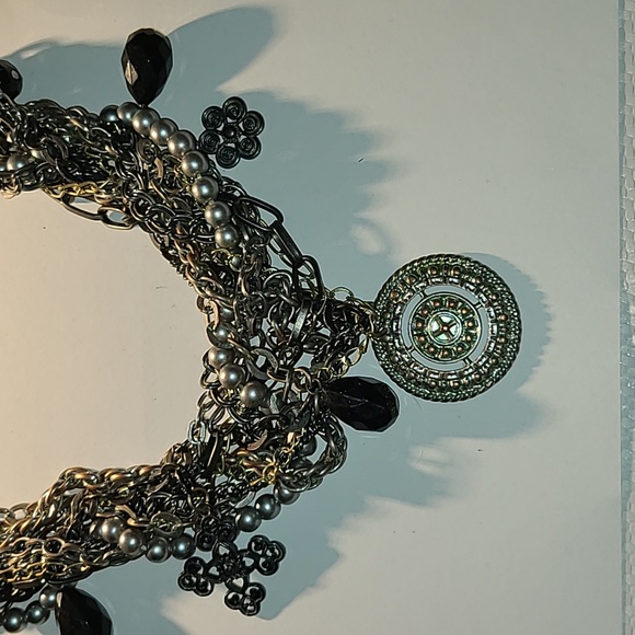 Fun and funky rocker chic punk statement chain and charm layered necklace - Picture 3 of 7